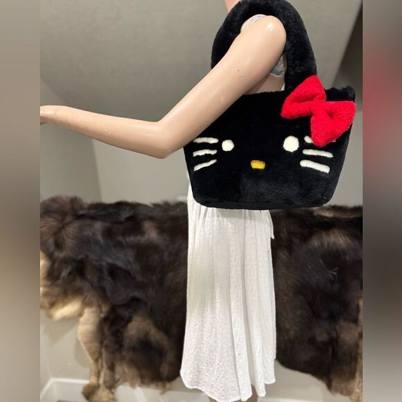 Colorblock Handmade Real Shearling Kitty Cat Large Tote/Shoulder Bag/Crossbody - Picture 4 of 16